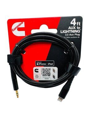 Cummins 4 Ft Aux To Fast Charging 3.5 Aux Plug Braided Cable For iPhone iPad